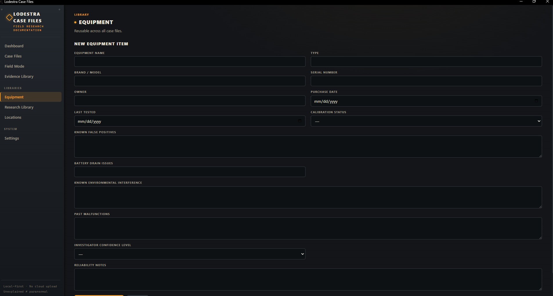 Lodestra Case Files — Paranormal Investigation Case Management ( Windows Desktop App) - Image 5