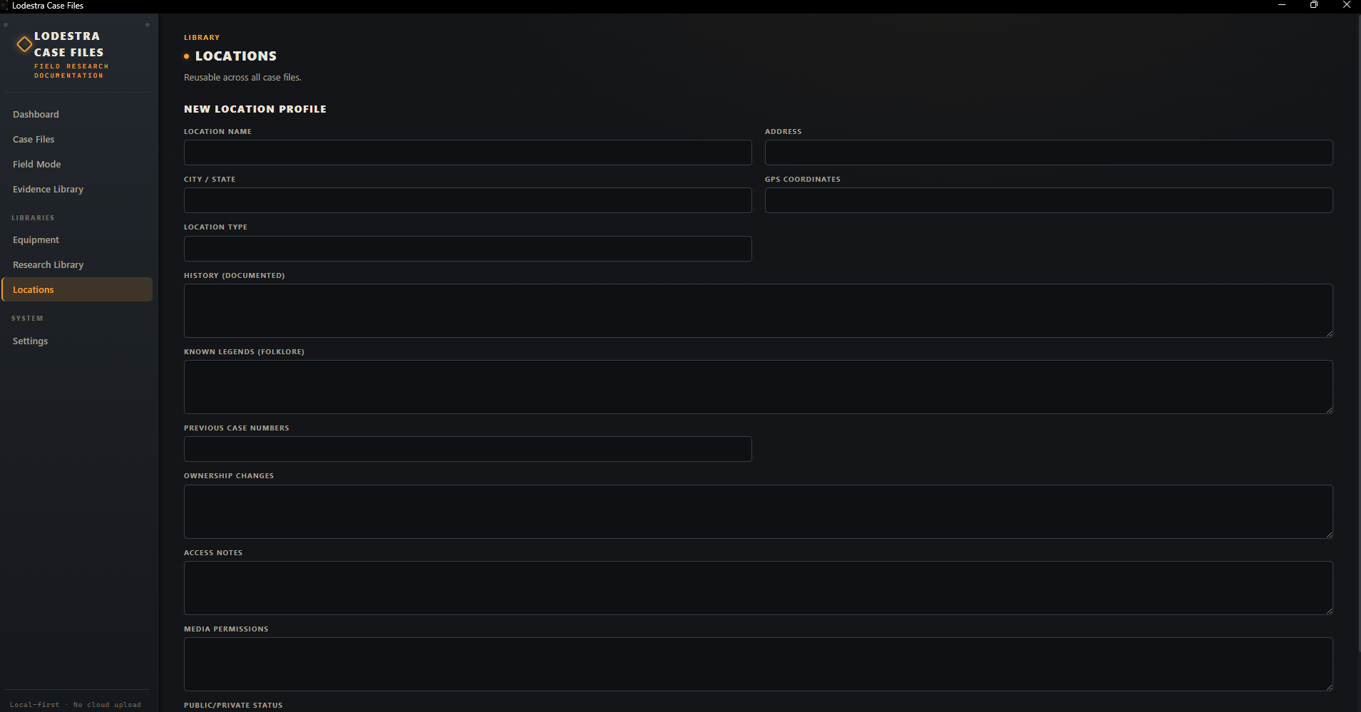 Lodestra Case Files — Paranormal Investigation Case Management ( Windows Desktop App) - Image 3