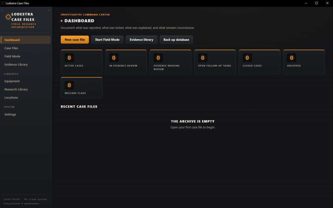 Lodestra Paranormal Case File Manager: Ghost Hunting Software Built for Serious Paranormal Investigators